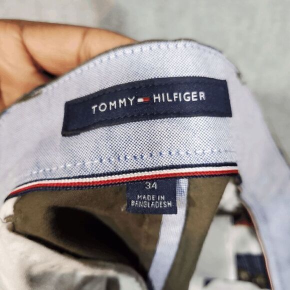 Tommy Hilfiger Shorts Mens 34 Green Hula Dancer Hawaiian Chino Flat Front Preppy - Picture 2 of 10